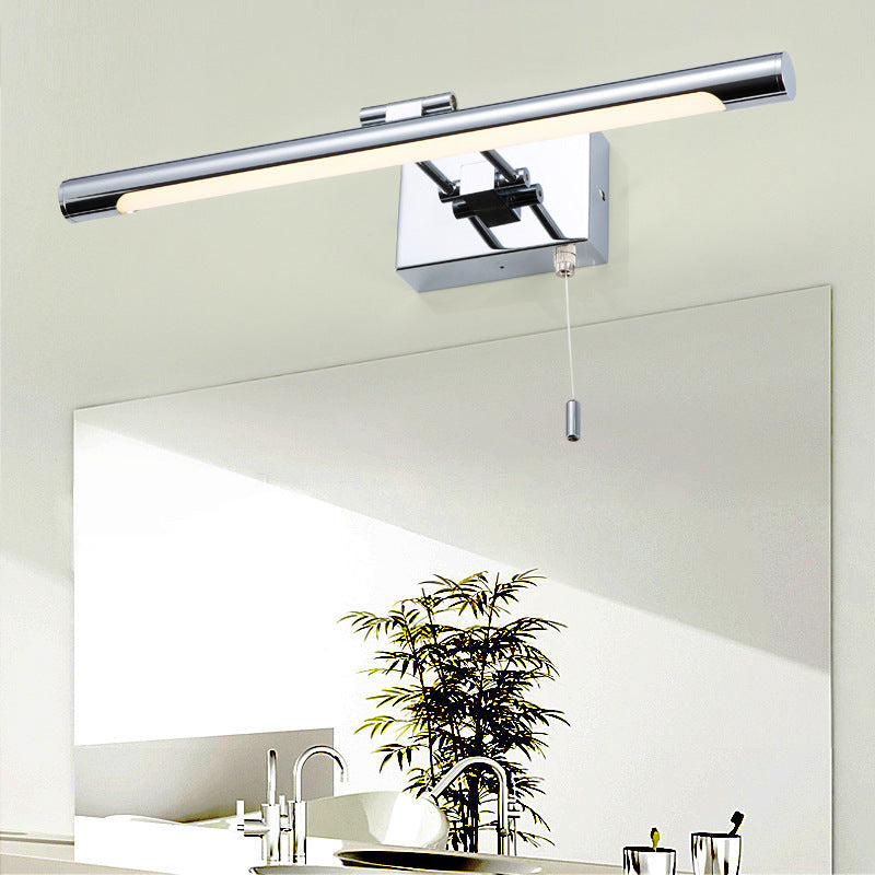 Modern Chrome Swingable Tube Vanity Light With Minimalist Led Acrylic Wall Sconce For Bath
