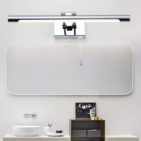 Modern Chrome Swingable Tube Vanity Light With Minimalist Led Acrylic Wall Sconce For Bath