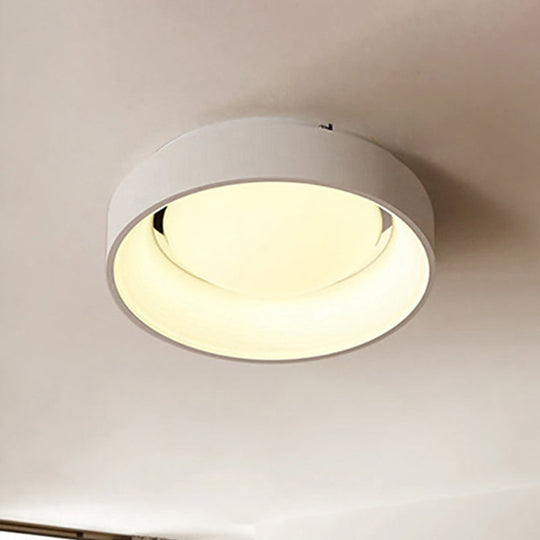 Nordic Acrylic Drum Ceiling Light: Grey/White 18/23.5 Dia Led Flush Mount White / 18