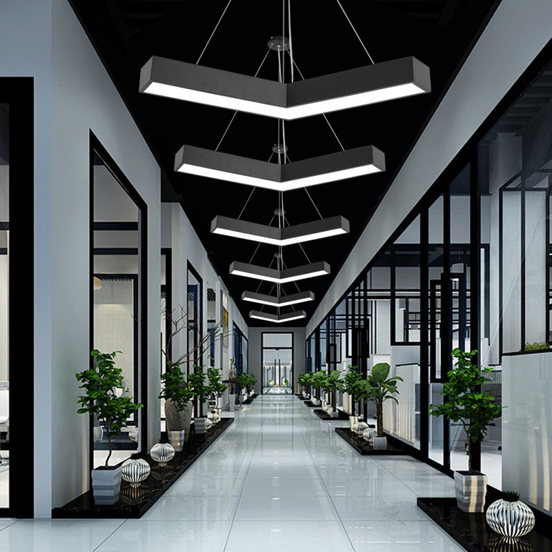Sleek Metal V - Shaped Led Flush Mount Ceiling Light For Reception Room