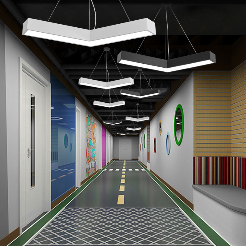 Sleek Metal V - Shaped Led Flush Mount Ceiling Light For Reception Room