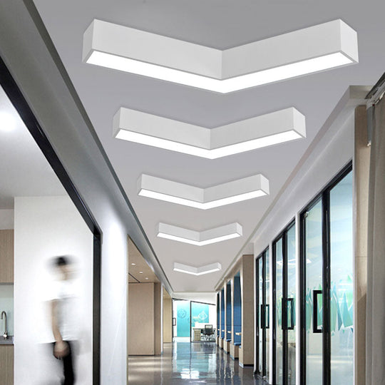 Sleek Metal V - Shaped Led Flush Mount Ceiling Light For Reception Room