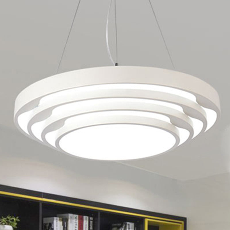 Contemporary Tapered Round Pendant Ceiling Light In Black/White With Led & Multiple Options - Ideal