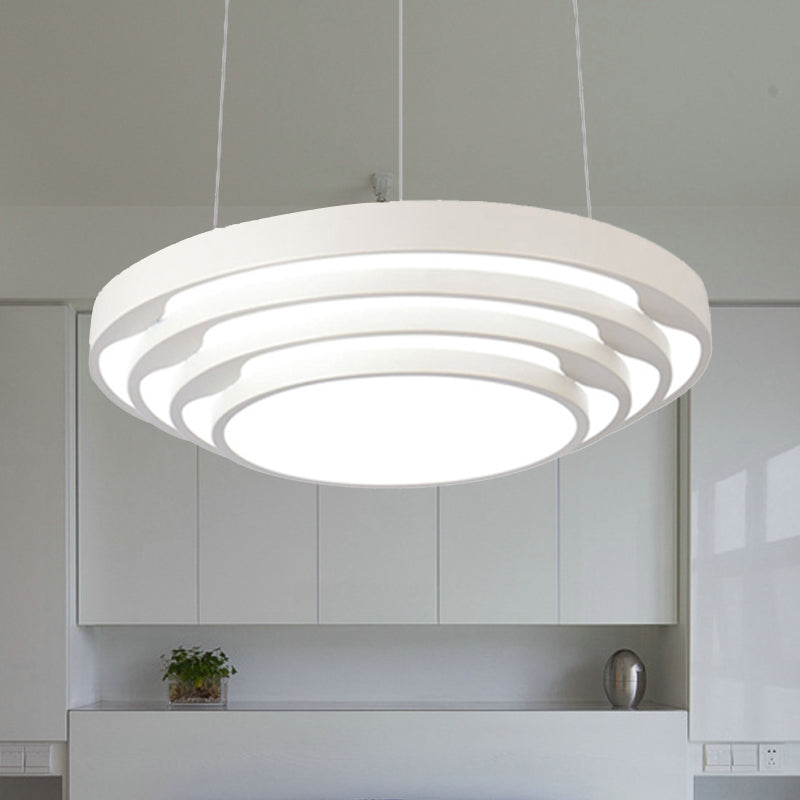 Modern Tapered Round Pendant Ceiling Light Kit - Metal Led Hanging In Black/White Warm/White/Natural