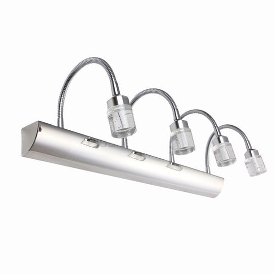 Modern Chrome Swoop Arm Led Vanity Wall Sconce With Seedy Crystal For Stylish Bath Decor 4 /