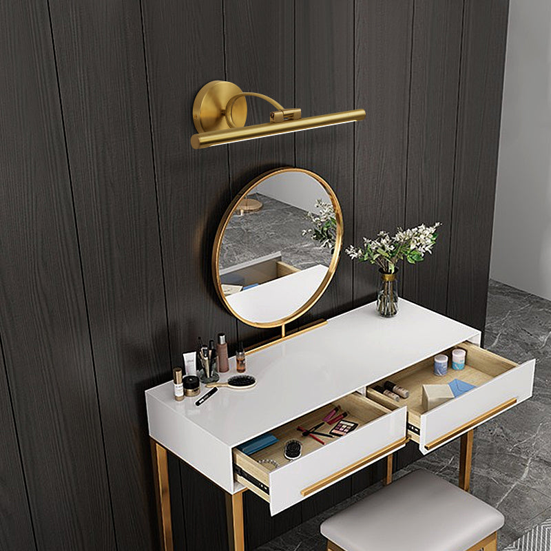 Country Bathroom Led Vanity Light - Pole Shaped Metal Wall Mount In Brass