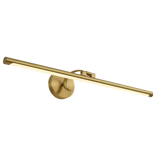Country Bathroom Led Vanity Light - Pole Shaped Metal Wall Mount In Brass