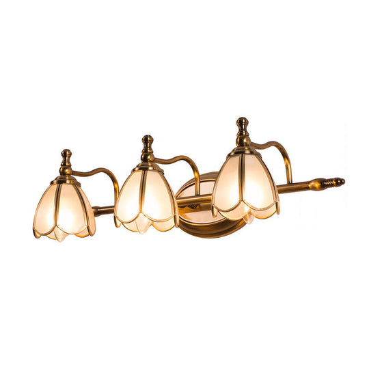 Bronze Colonial-Chic White Glass Scalloped Wall Light For Bathroom Vanity 3 /