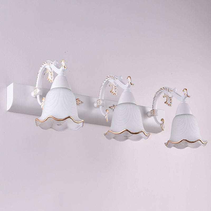 Ivory Glass Wall Mount Vanity Sconce - Classic Flower Design Ideal For Bathrooms