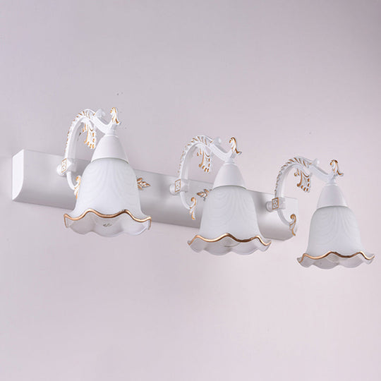 Ivory Glass Wall Mount Vanity Sconce - Classic Flower Design Ideal For Bathrooms