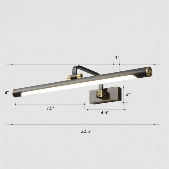 Rotating Tube Wall Vanity Light - Traditional Metal Led Bathroom Lighting Fixture