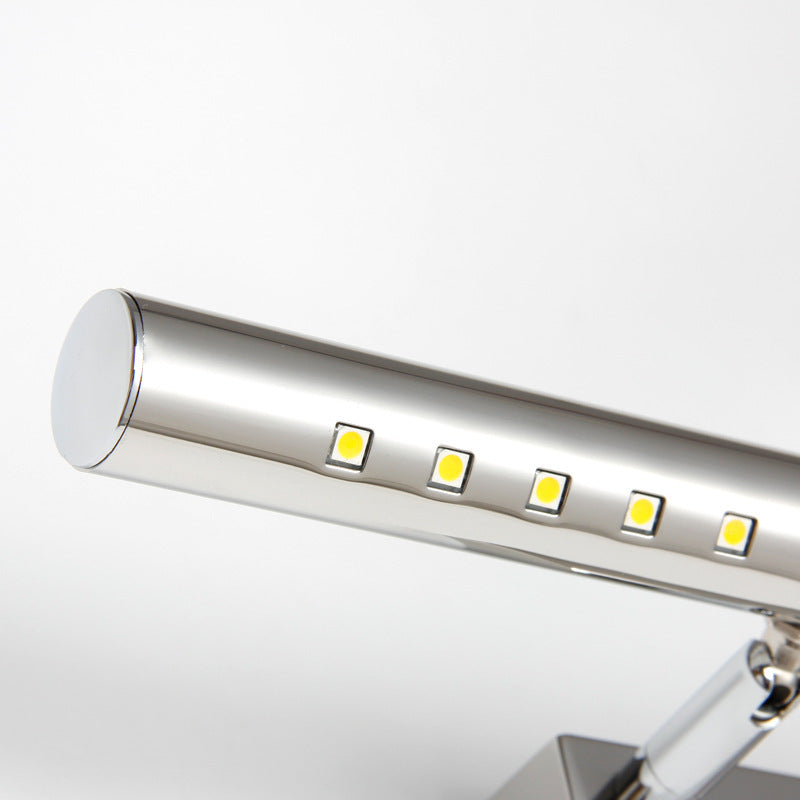 Stainless Steel Vanity Lamp: Minimalist Nickel Led Wall Light With Pivot Joint
