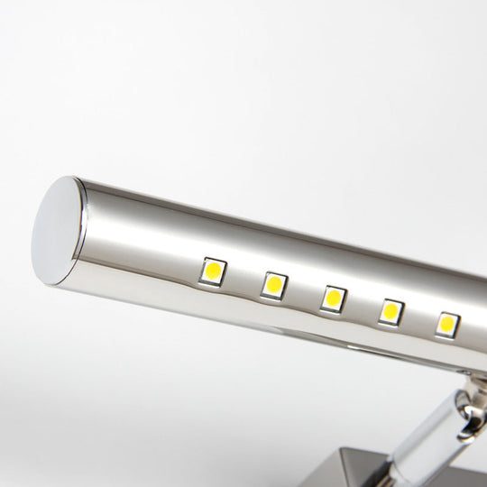 Stainless Steel Vanity Lamp: Minimalist Nickel Led Wall Light With Pivot Joint