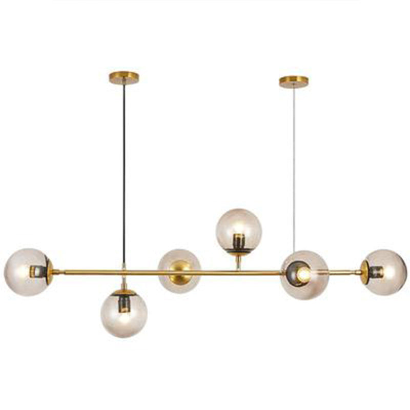 Postmodern Gold Island Pendant With Glass Shades- Set Of 6
