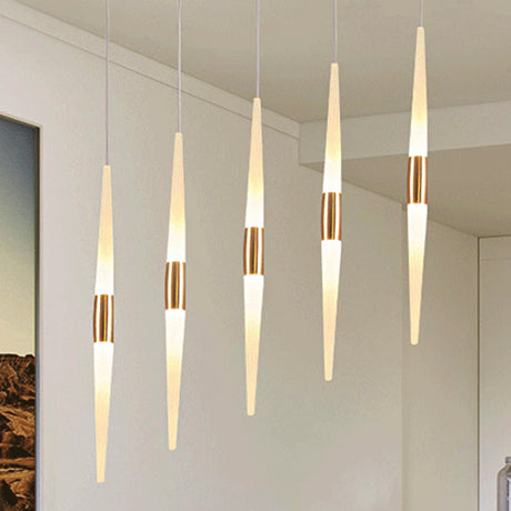 Modern Acrylic Flute Cluster Pendant Light - 5/6 Lights White/Warm 5 / White
