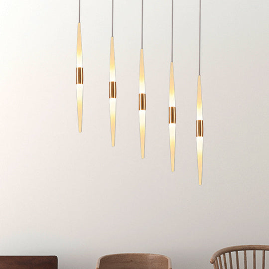 Modern Acrylic Flute Cluster Pendant Light - 5/6 Lights White/Warm