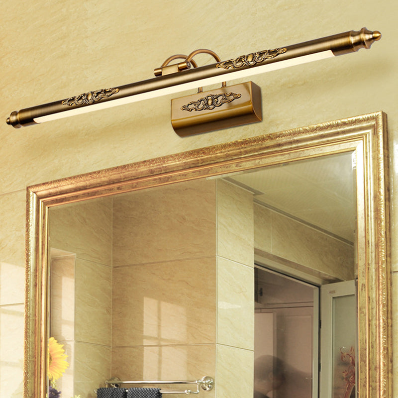 Vintage Brass Vanity Wall Sconce With Led Lighting And Swing Arm / 19.5 Warm