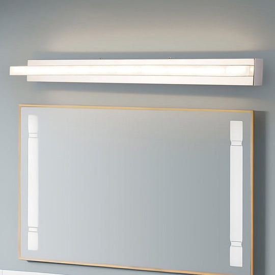 Modern Acrylic Led Vanity Sconce - Rectangular Wall Mounted Lamp (Chrome)