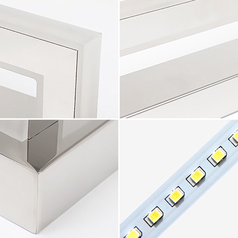 Modern Acrylic Led Vanity Sconce - Rectangular Wall Mounted Lamp (Chrome)