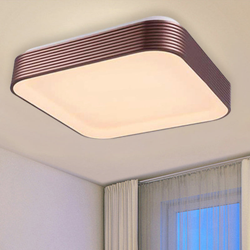 Modern Acrylic Square Ceiling Light - 18’/23.5’ Wide Dark Red Led Flush Mount Fixture