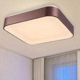 Modern Acrylic Square Ceiling Light - 18’/23.5’ Wide Dark Red Led Flush Mount Fixture