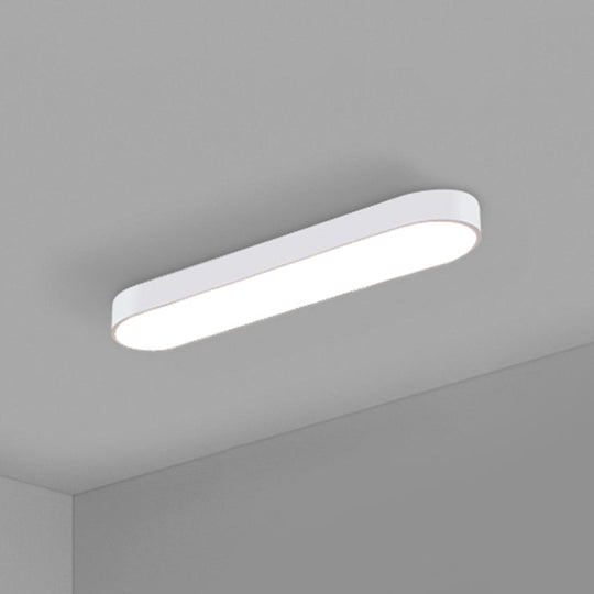 Sleek Aluminum Led Flush Mount Lamp: Elliptical Design For Minimalistic Meeting Rooms White / 24.5’