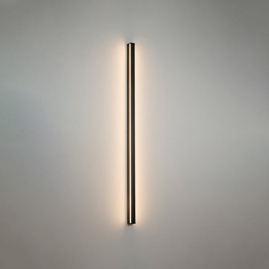Sleek Black Led Wall Sconce For Hallways - Linear Flush Mount Design