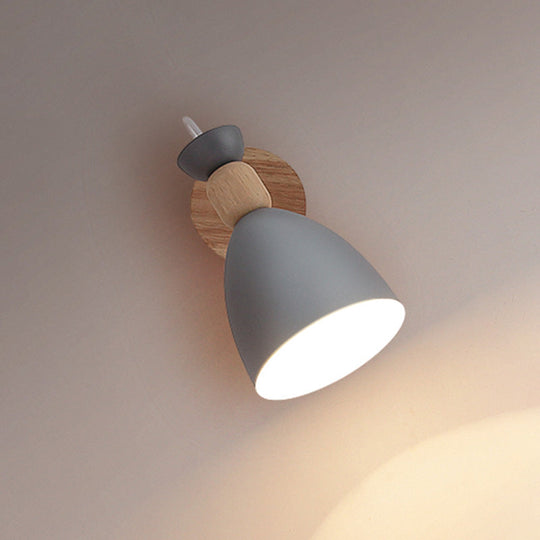 Macaron Style Rotatable Shade Wall Mounted Reading Light - 1-Light Metal Lamp For Bedroom