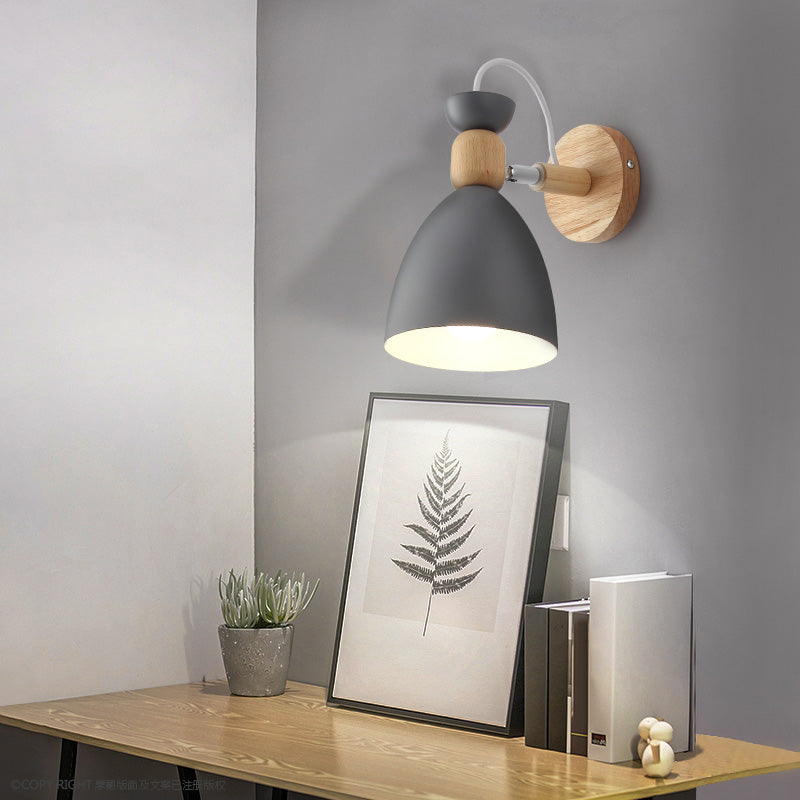 Macaron Style Rotatable Shade Wall Mounted Reading Light - 1-Light Metal Lamp For Bedroom