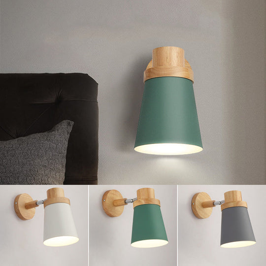 Macaron Style Rotatable Shade Wall Mounted Reading Light - 1-Light Metal Lamp For Bedroom