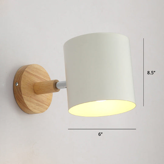 Macaron Style Rotatable Shade Wall Mounted Reading Light - 1-Light Metal Lamp For Bedroom