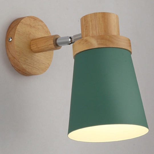 Macaron Style Rotatable Shade Wall Mounted Reading Light - 1-Light Metal Lamp For Bedroom Green /