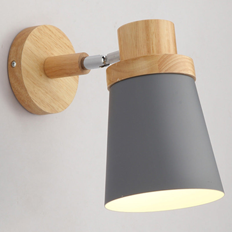 Macaron Style Rotatable Shade Wall Mounted Reading Light - 1-Light Metal Lamp For Bedroom Grey /