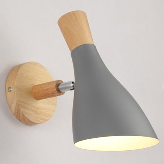 Macaron Style Rotatable Shade Wall Mounted Reading Light - 1-Light Metal Lamp For Bedroom Grey /