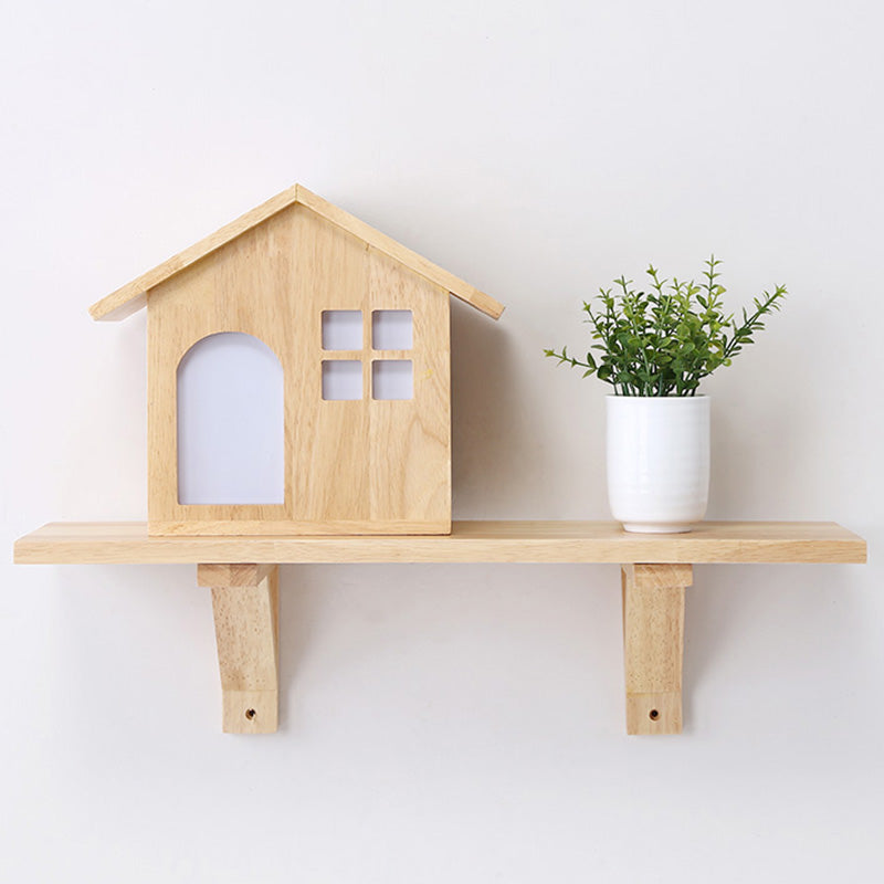 Cottage Led Wall Sconce With Decorative Wood Accent & Shelf For Bedroom Lighting