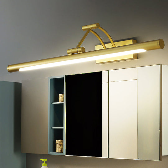 Led Wall Mount Vanity Light - Minimalist Tube Shape Acrylic Fixture With 3-Joint Swing Arm
