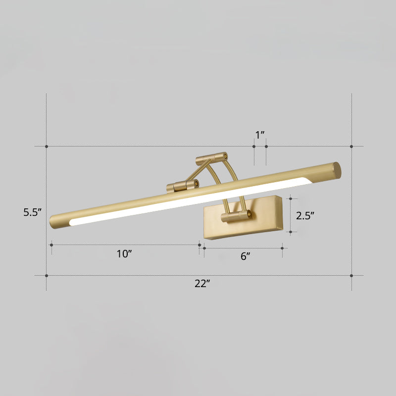 Led Wall Mount Vanity Light - Minimalist Tube Shape Acrylic Fixture With 3-Joint Swing Arm