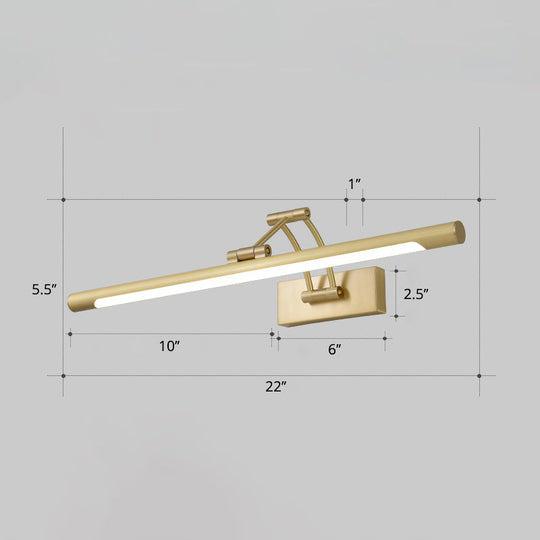 Led Wall Mount Vanity Light - Minimalist Tube Shape Acrylic Fixture With 3-Joint Swing Arm