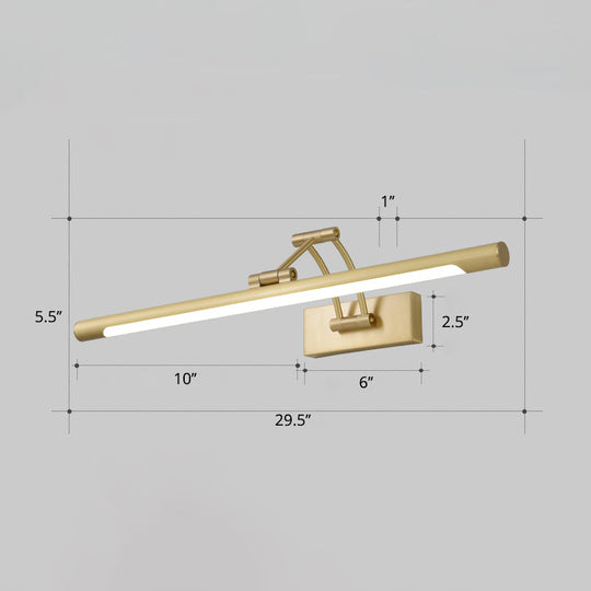 Led Wall Mount Vanity Light - Minimalist Tube Shape Acrylic Fixture With 3-Joint Swing Arm