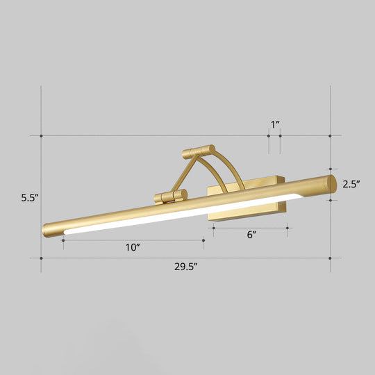Led Wall Mount Vanity Light - Minimalist Tube Shape Acrylic Fixture With 3-Joint Swing Arm