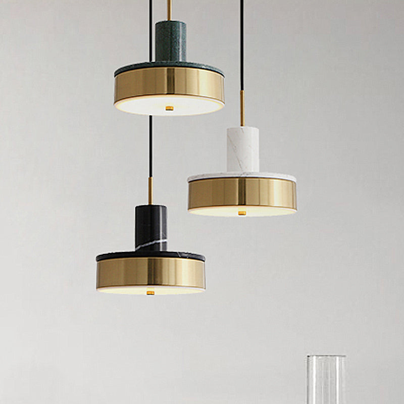 Contemporary Metal Drum Pendant Lamp - 1-Light Led Hanging Ceiling Light For Dining Room