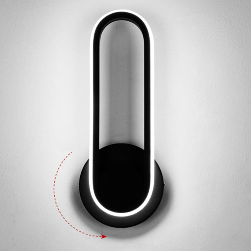 Nordic Metal Led Rotatable Oblong Wall Mount Lamp For Bedroom Lighting Black / White