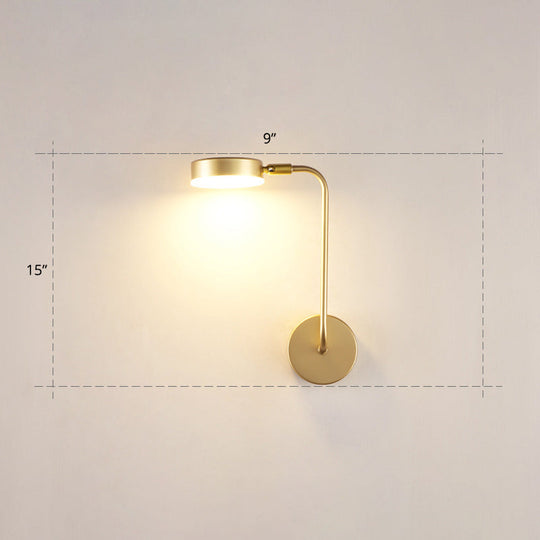 Golden Metal Led Sconce: Stylish Round Wall Mounted Lamp For Bedrooms