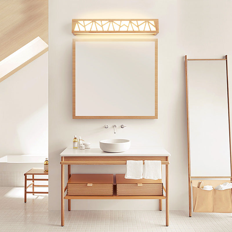 Modern Beige Nordic Wooden Led Sconce Wall Lamp For Bathroom