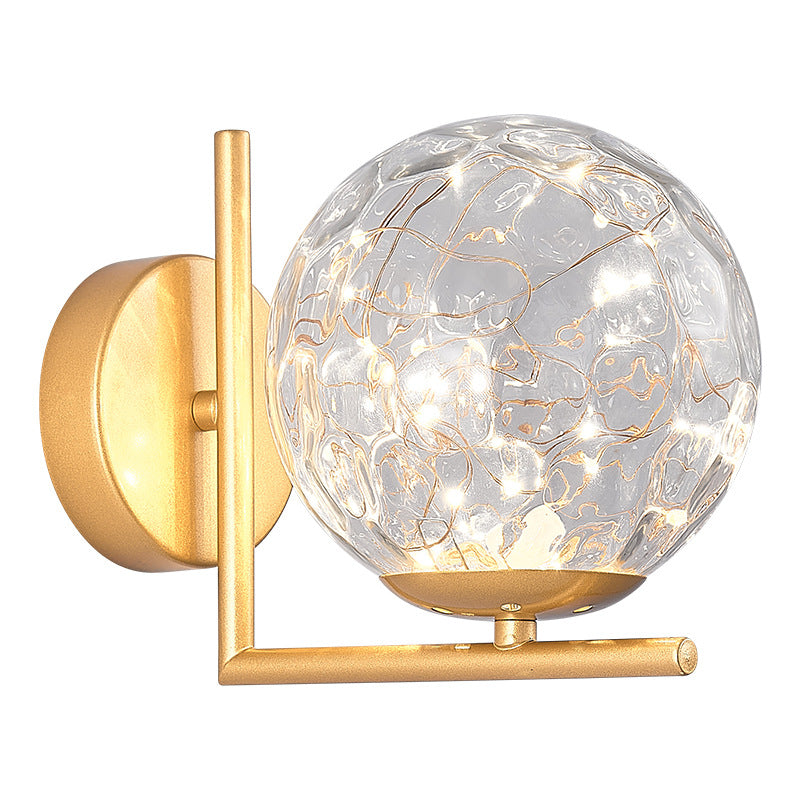 Designer Style Glass Led Wall Sconce - Mini Globe Light Fixture For Bedroom