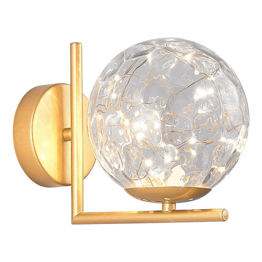 Designer Style Glass Led Wall Sconce - Mini Globe Light Fixture For Bedroom
