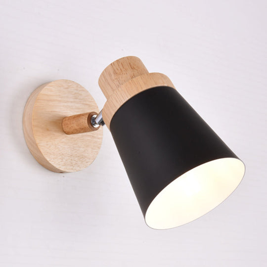 Swivel Macaron Bedside Wall Light Fixture With Metal Shade 1-Bulb Reading Black
