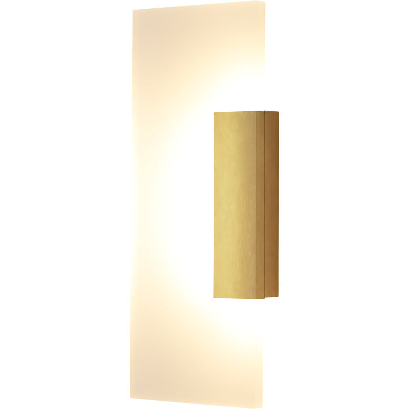 Gold Minimalist Led Wall Sconce For Hallway - Rectangular Acrylic Design