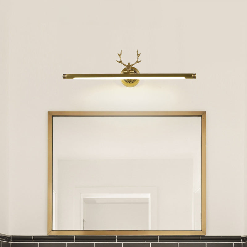 Rotatable Led Tube Vanity Light With Rustic Antler Design - Perfect For Bathroom