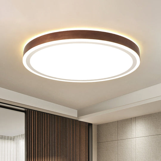 Minimalist Brown Geometric Led Flush Ceiling Light For Bedroom / 12